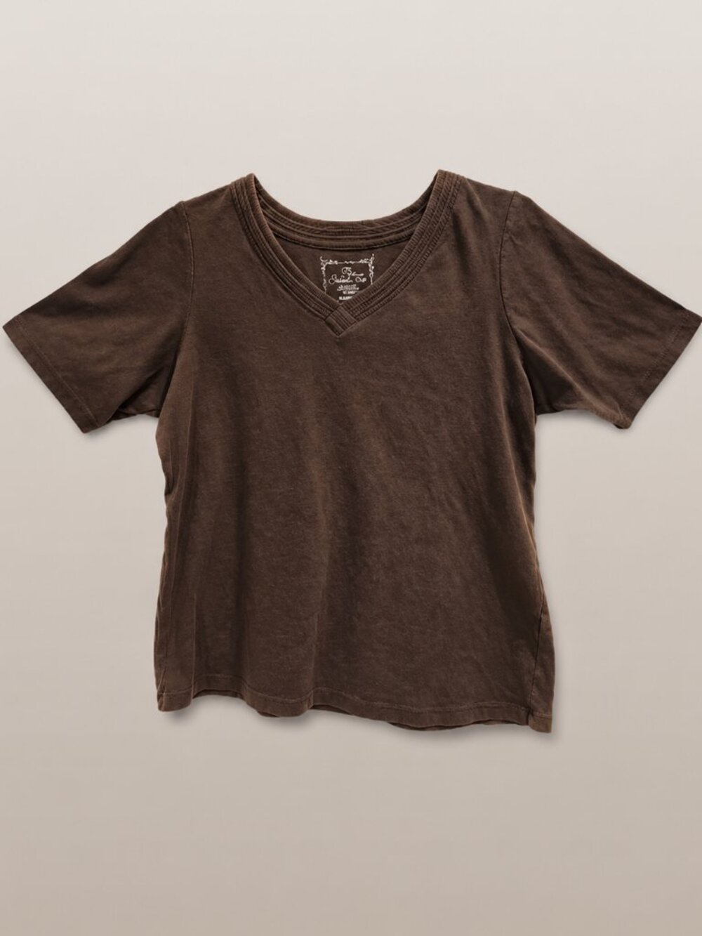 "The Stitch Tee" Brown Cotton Basic Women's Shirt - 18/20